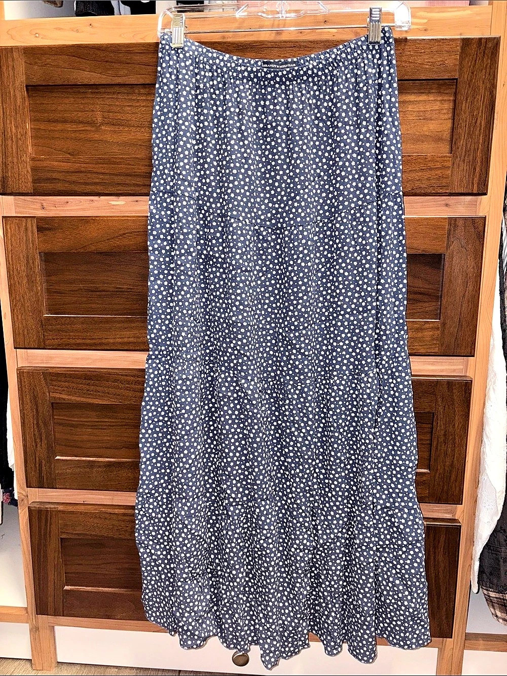 Brandy Melville NWOT Long Floral Tiered Skirt Blue & White